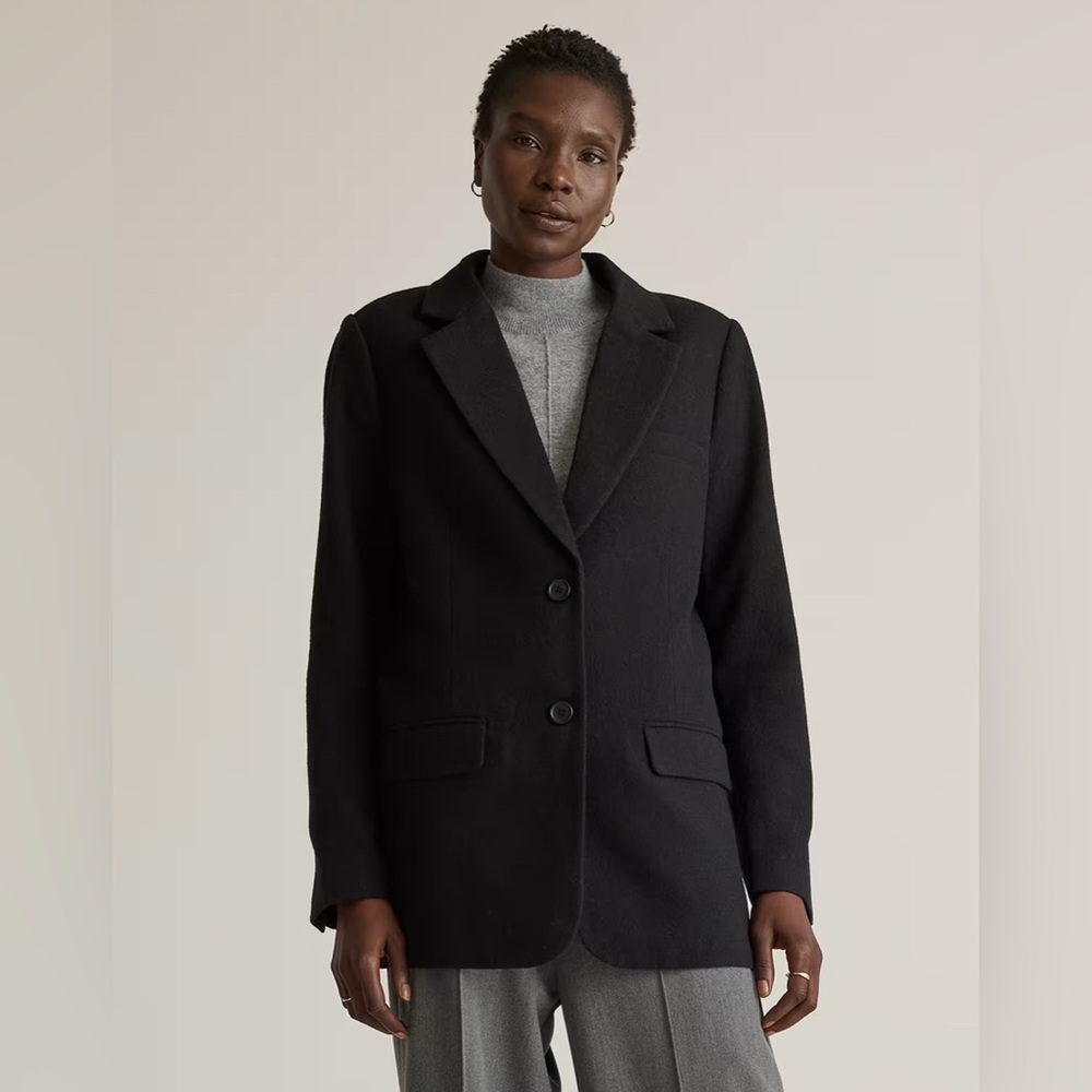 Quince Italian Wool Oversized Blazer, Black